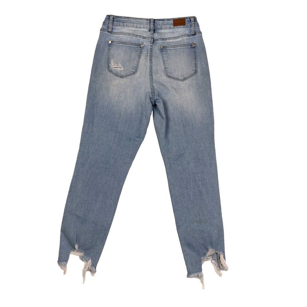 Judy Blue Jeans Women 3 / 26 Junior Boyfriend Fit Mid Rise Distressed Raw Hem - Picture 2 of 8